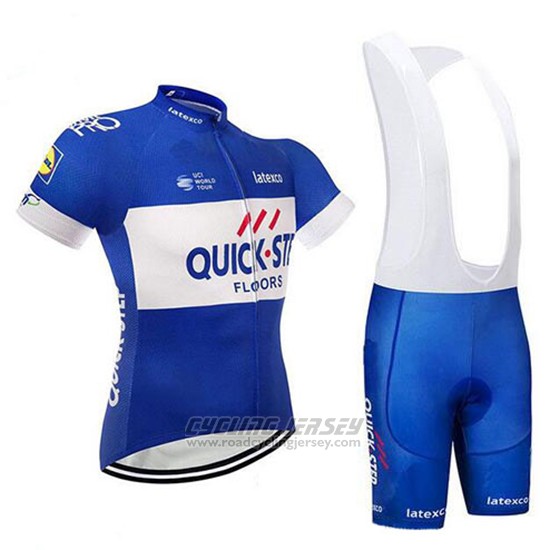 2018 Cycling Jersey Quick Step Floors Blue and White Short Sleeve and Bib Short